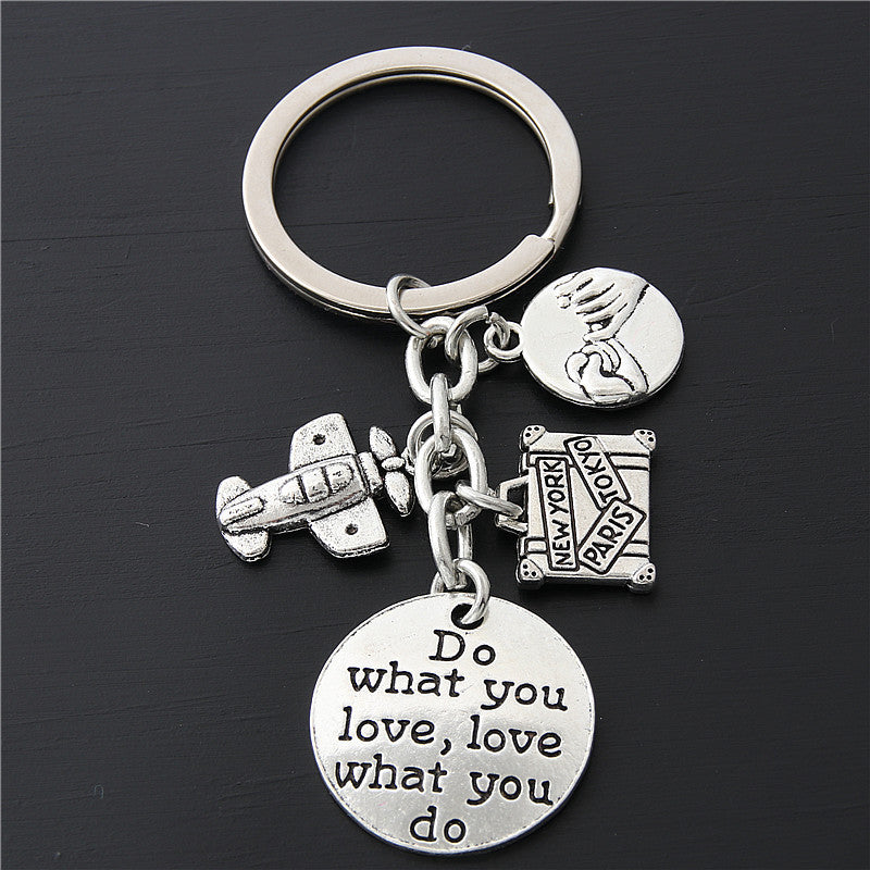 Fashion Travel Scenery Suitcase Key Chain
